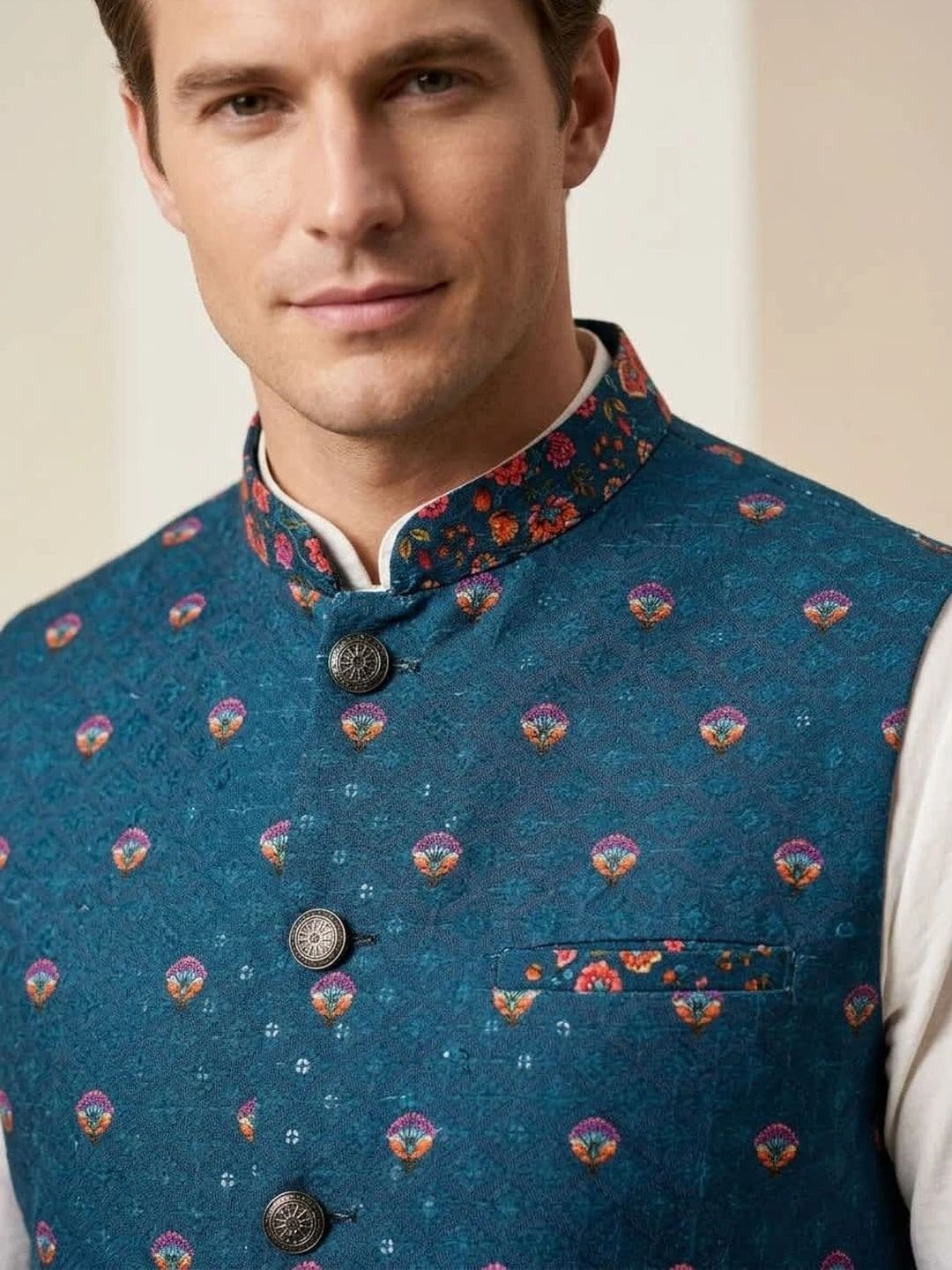 Safa Marwa Printed Nehru Jackets thumbnail 4