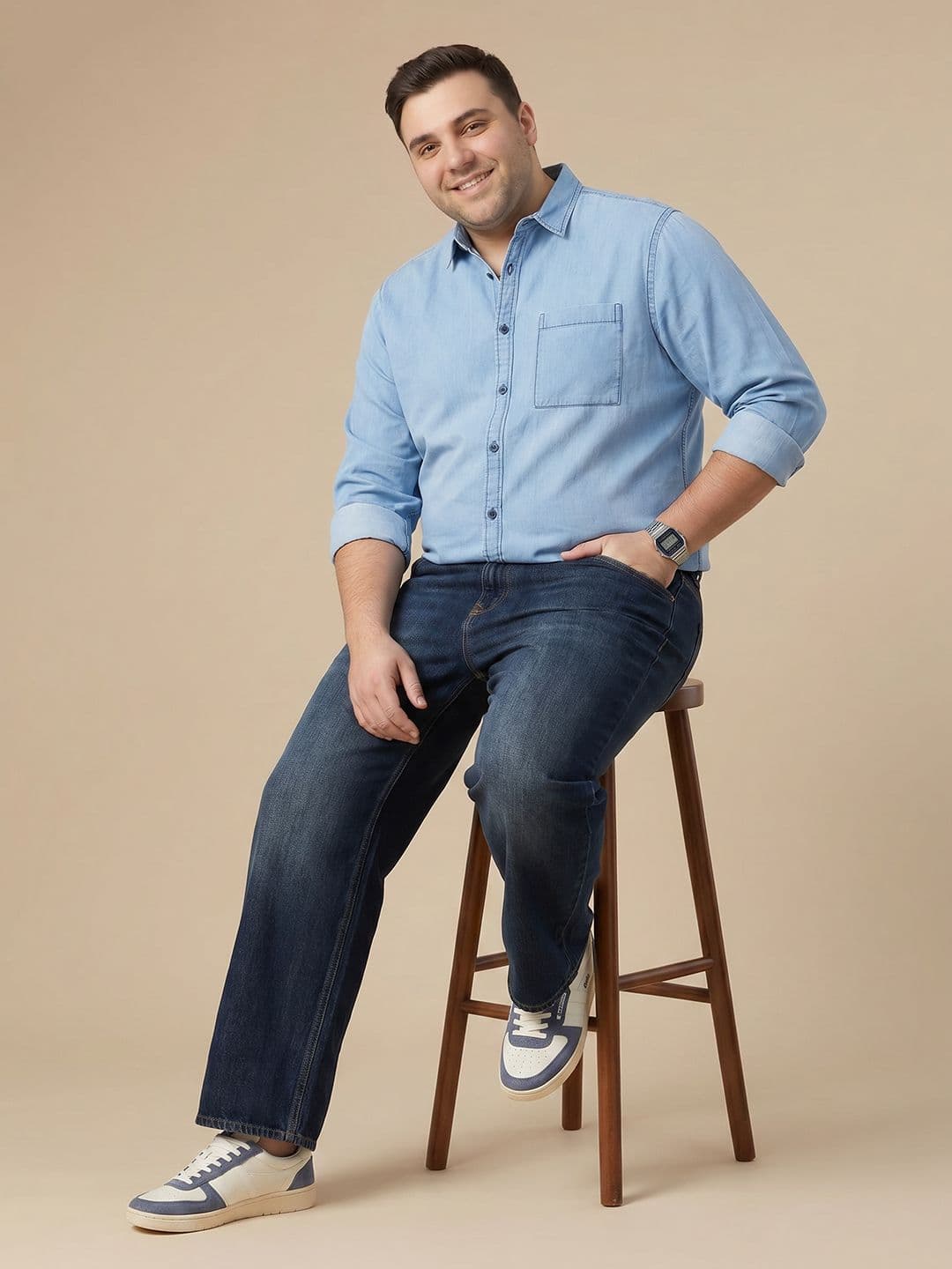 Sztori Plus Size Denim Casual Shirt thumbnail 2