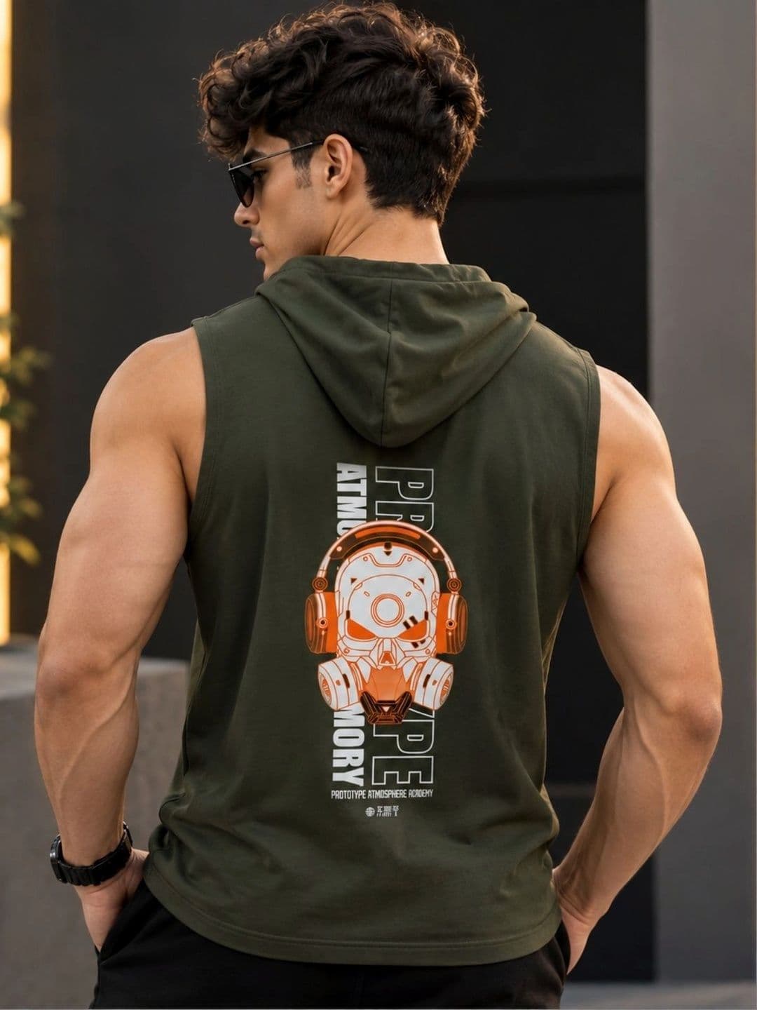 R.Code by The Roadster Life Co. Printed Cotton Blend Gym Vest thumbnail 3