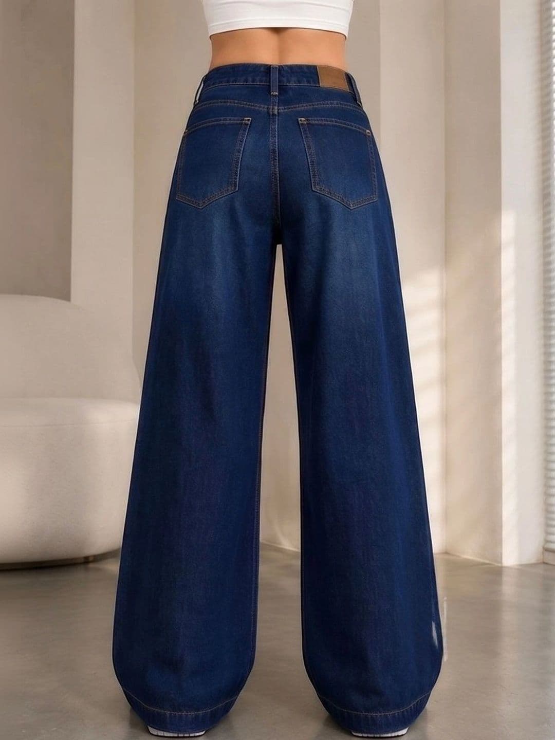 MERCEL Women Original Wide Leg High-Rise Light Fade Stretchable Jeans thumbnail 4