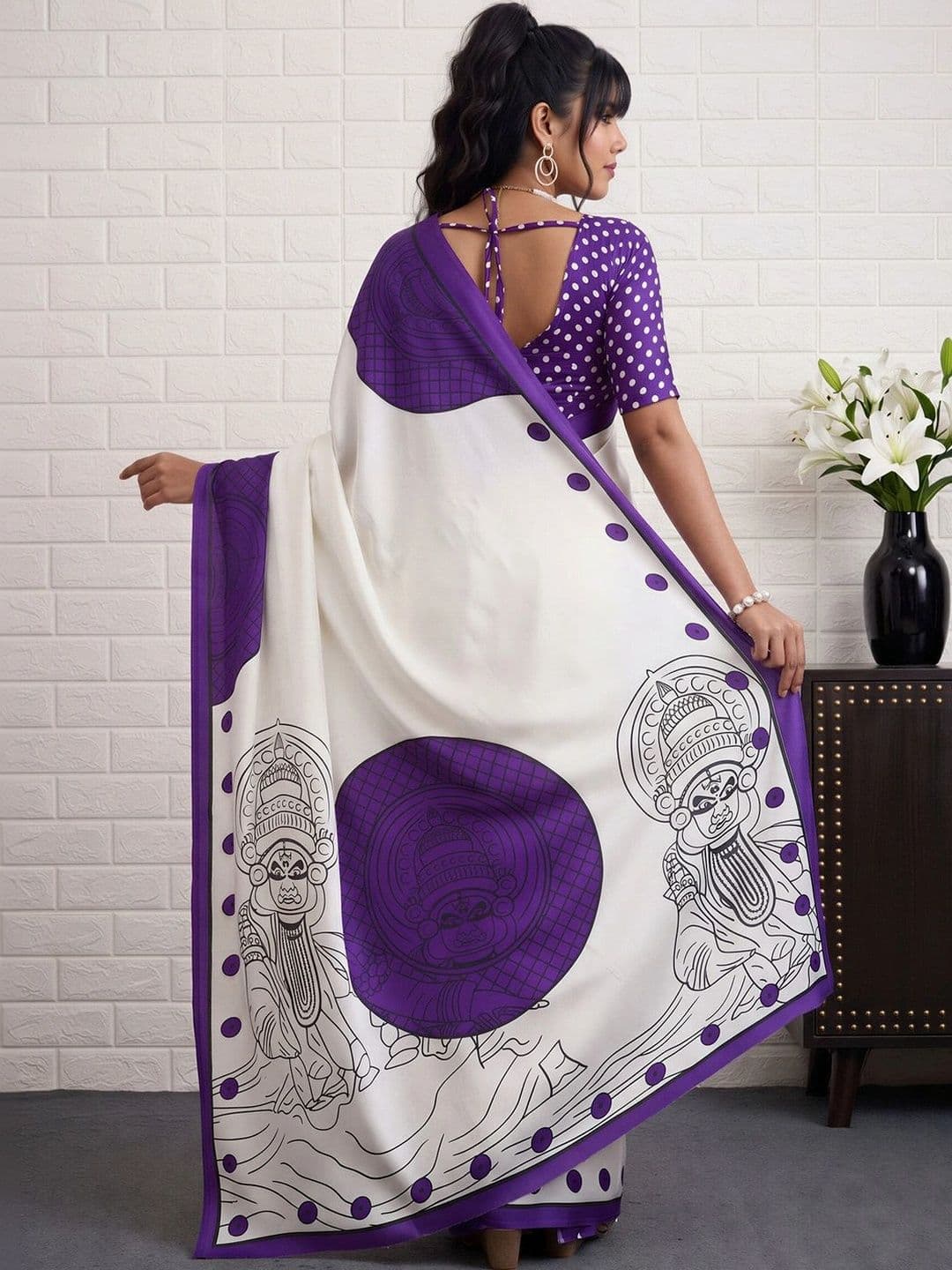 Anouk Ethnic Motifs Satin Designer Banarasi Saree thumbnail 4