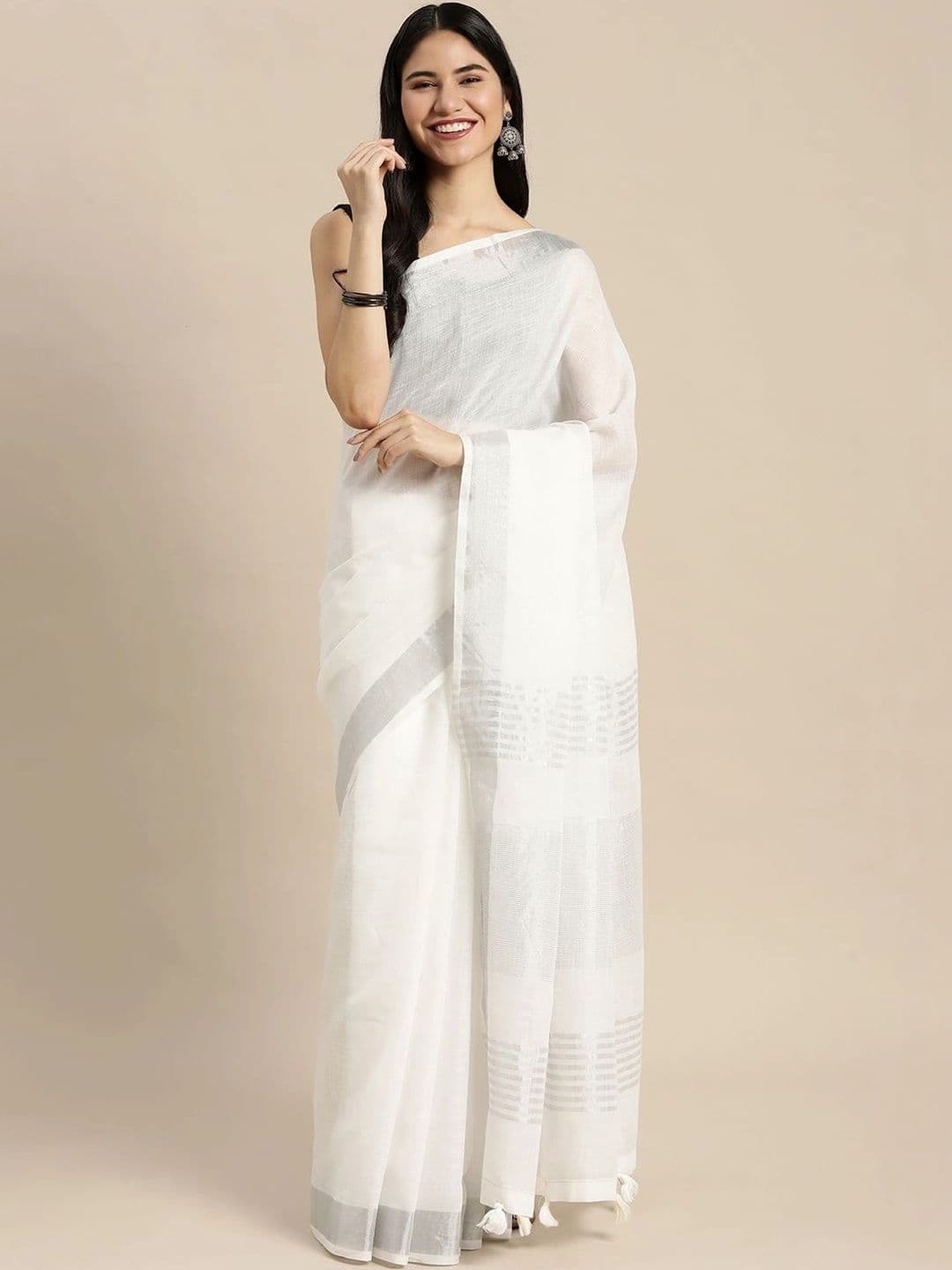 Mitera Woven Design Linen Blend Saree - view 1