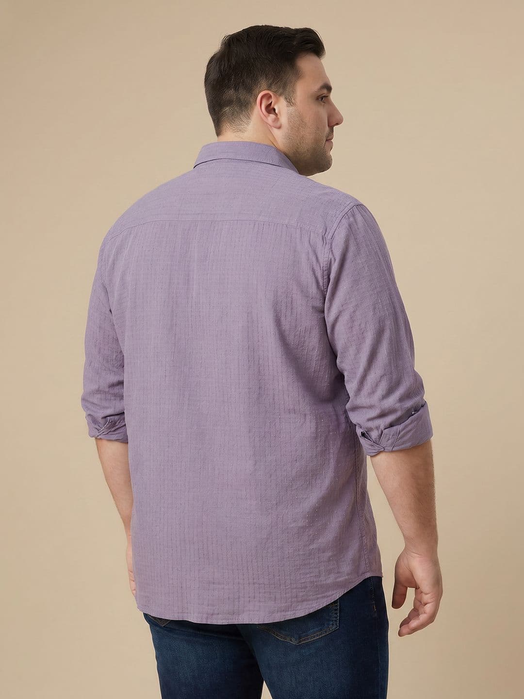 Sztori Plus Size Textured Pure Cotton Casual Shirt thumbnail 4