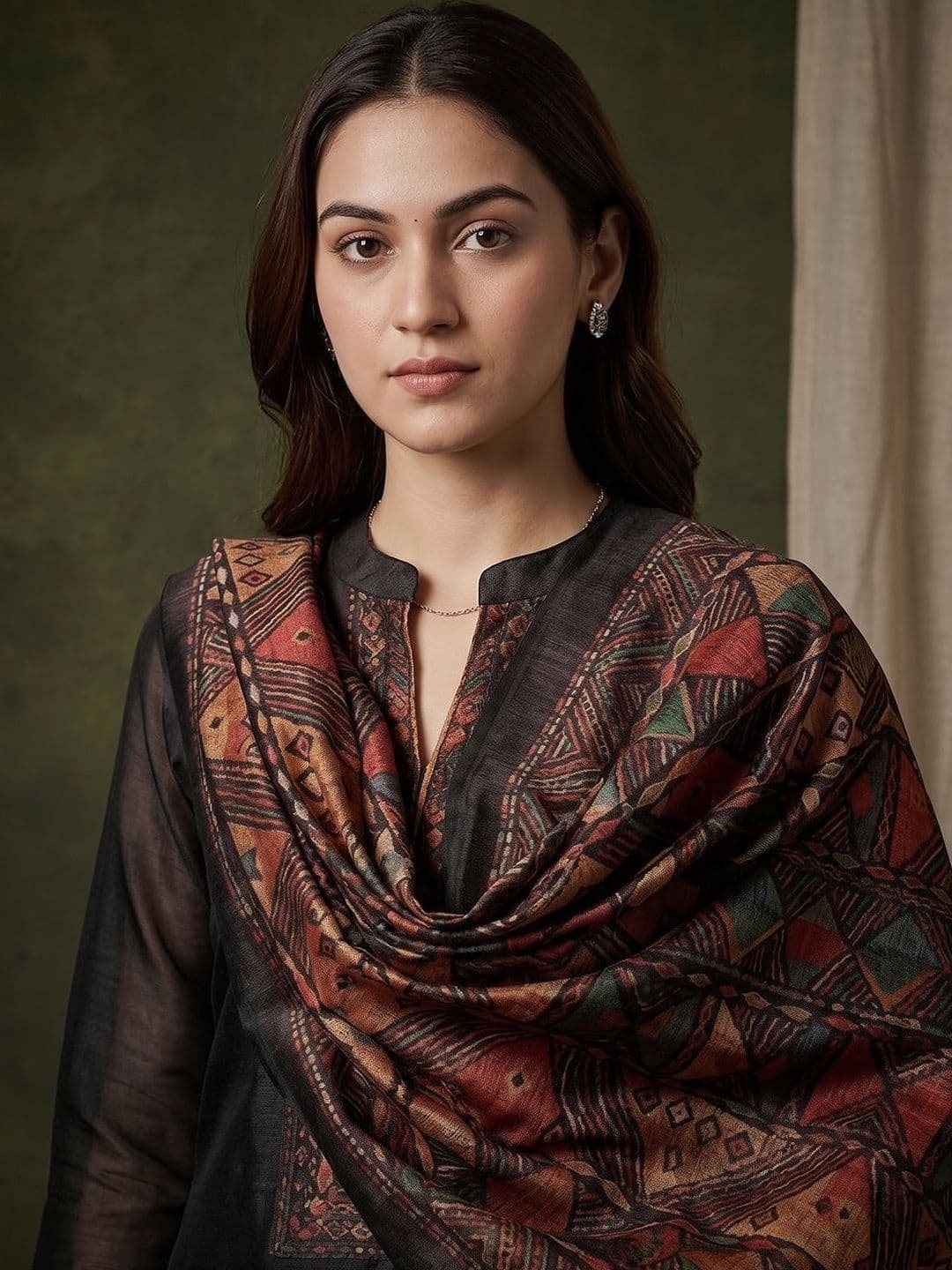Sangria Women Ethnic Motifs Regular Thread Work Chanderi Silk Kurta with Trousers & With Dupatta thumbnail 3
