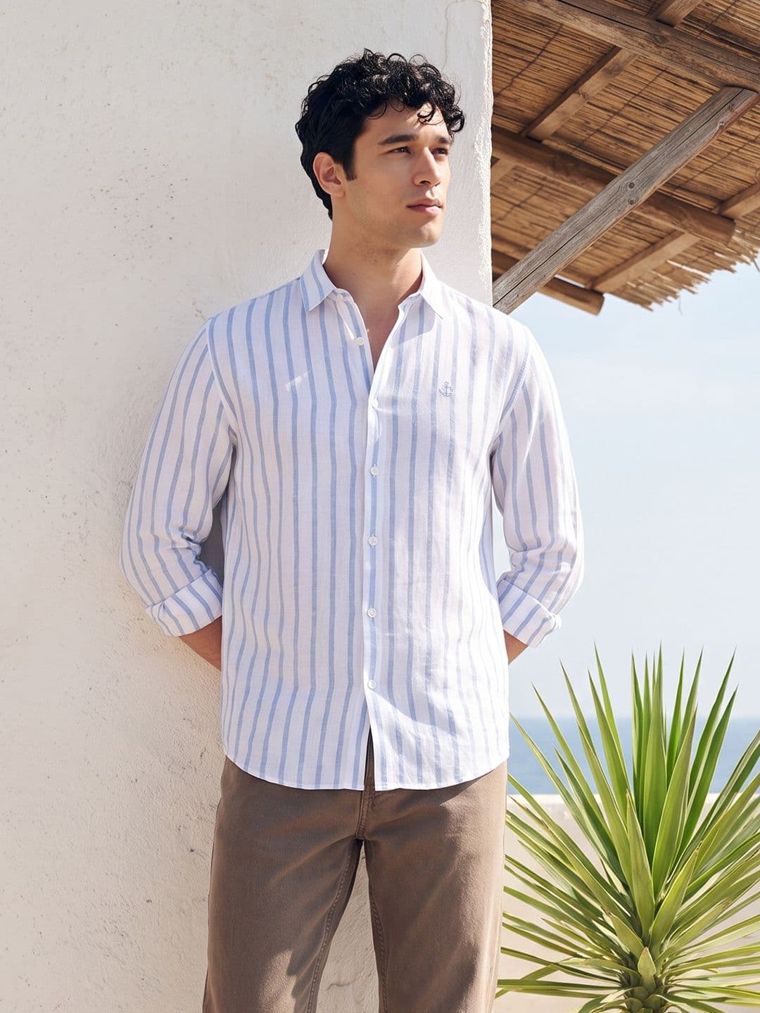 Mast & Harbour Linen Blend Stripe Shirt thumbnail 2