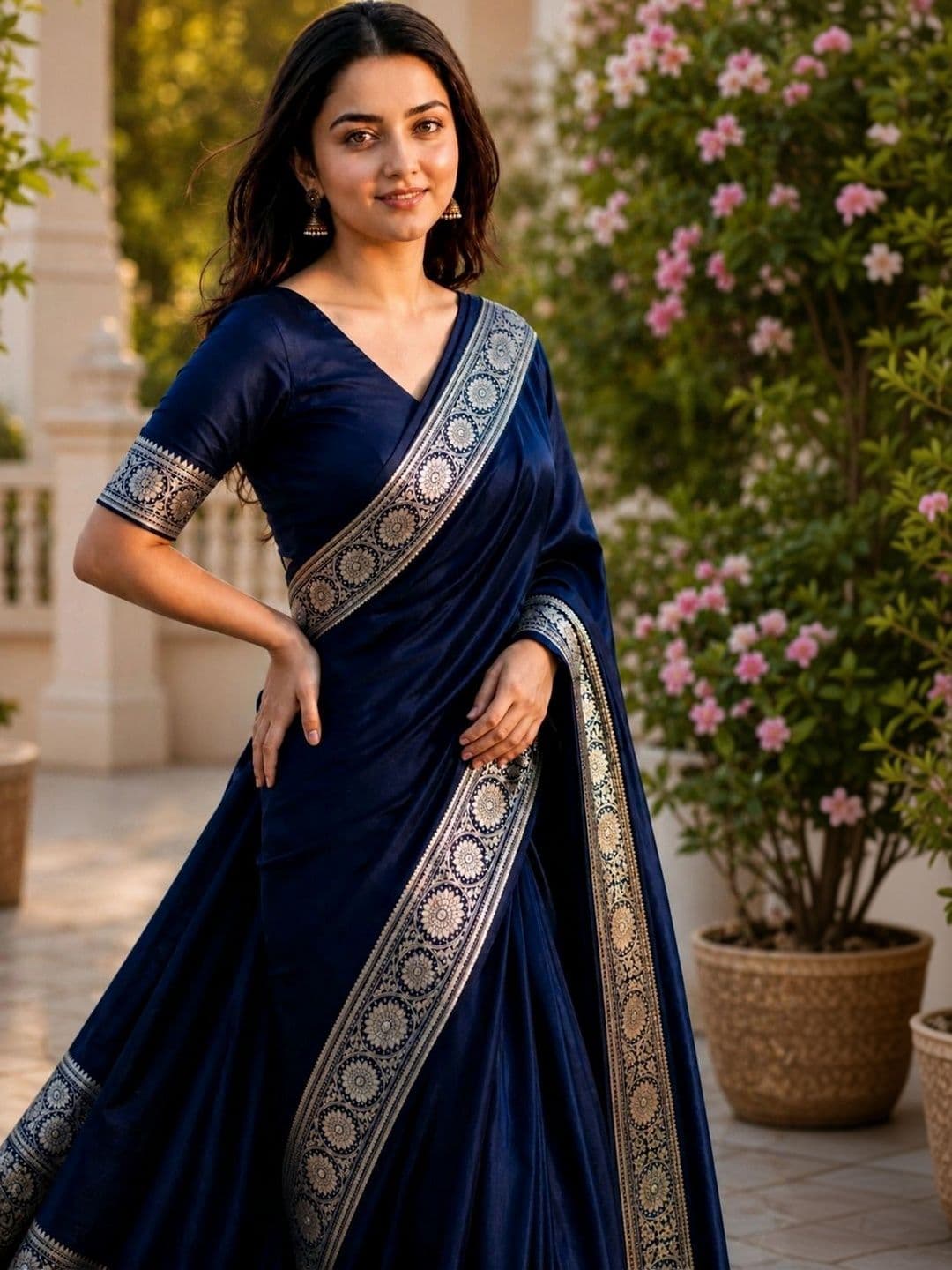 STYLISH SAREES Satin Banarasi Saree thumbnail 2