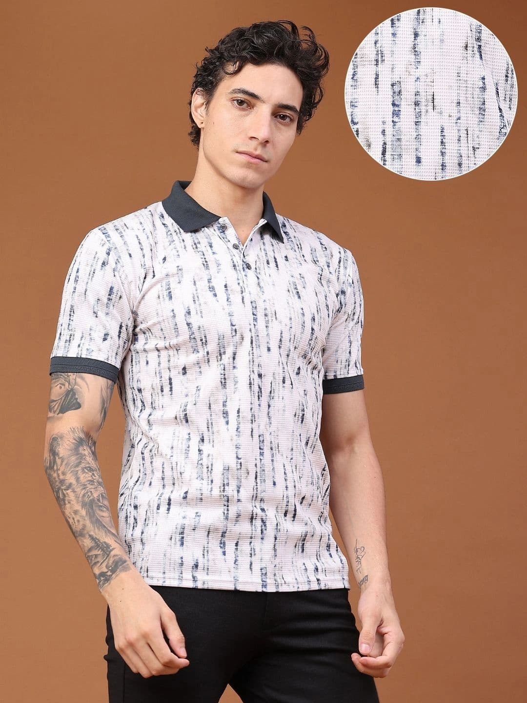 V-Mart Men Printed Polo Collar T-shirt thumbnail 3