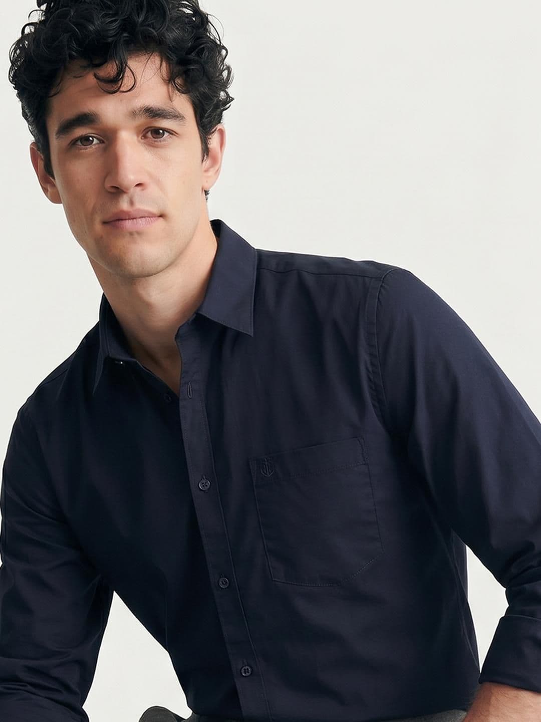 Mast & Harbour Easy Drape Navy Blue Shirt - view 1
