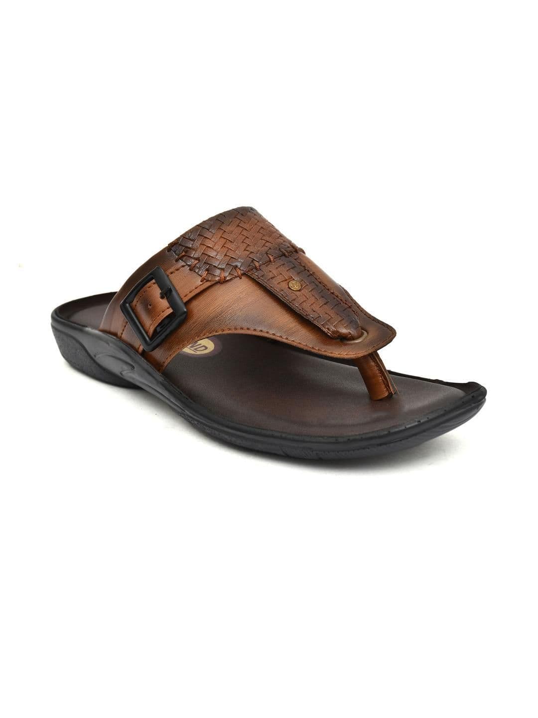 G L Trend Men's Tan Textured Comfort Thong Sandals with Adjustable Strap thumbnail 6