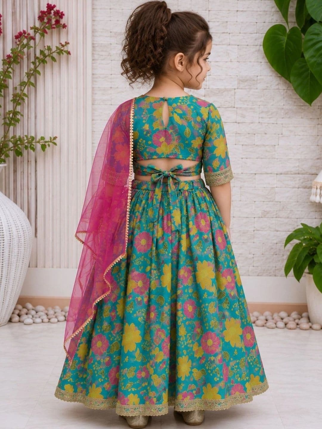 HERE&NOW Girls Print Floral Lehenga Choli Set thumbnail 6