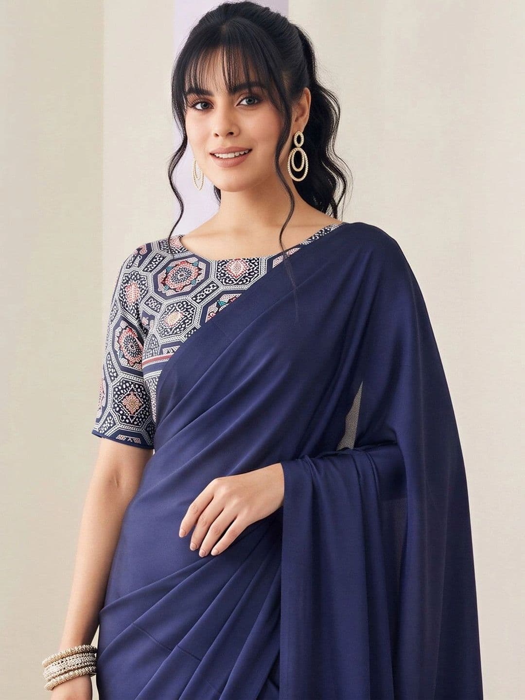 Anouk Satin Designer Saree thumbnail 3