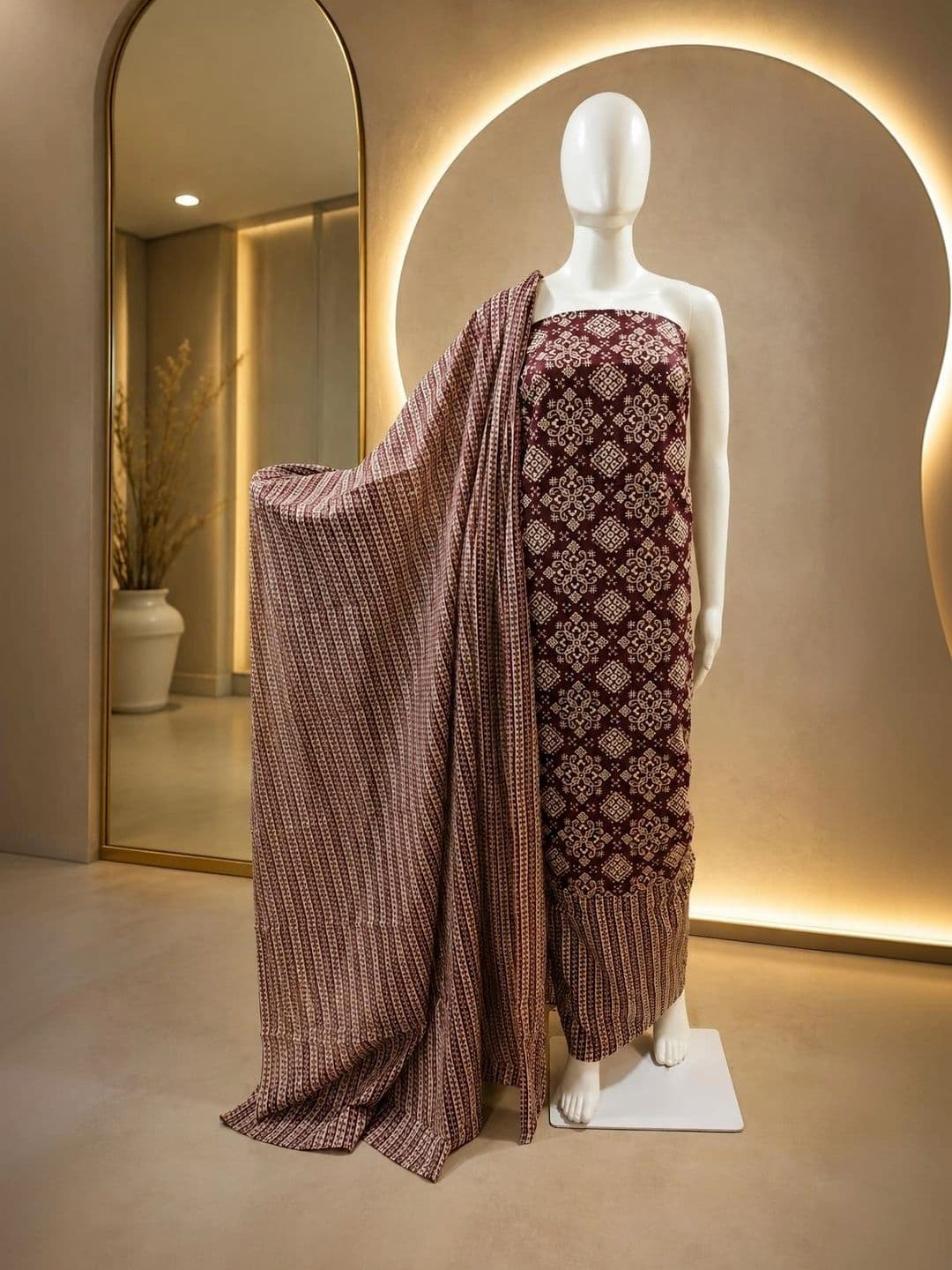 SHREE LAXMINARAYAN TEXTILE Printed Pure Cotton Unstitched Dress Material thumbnail 3
