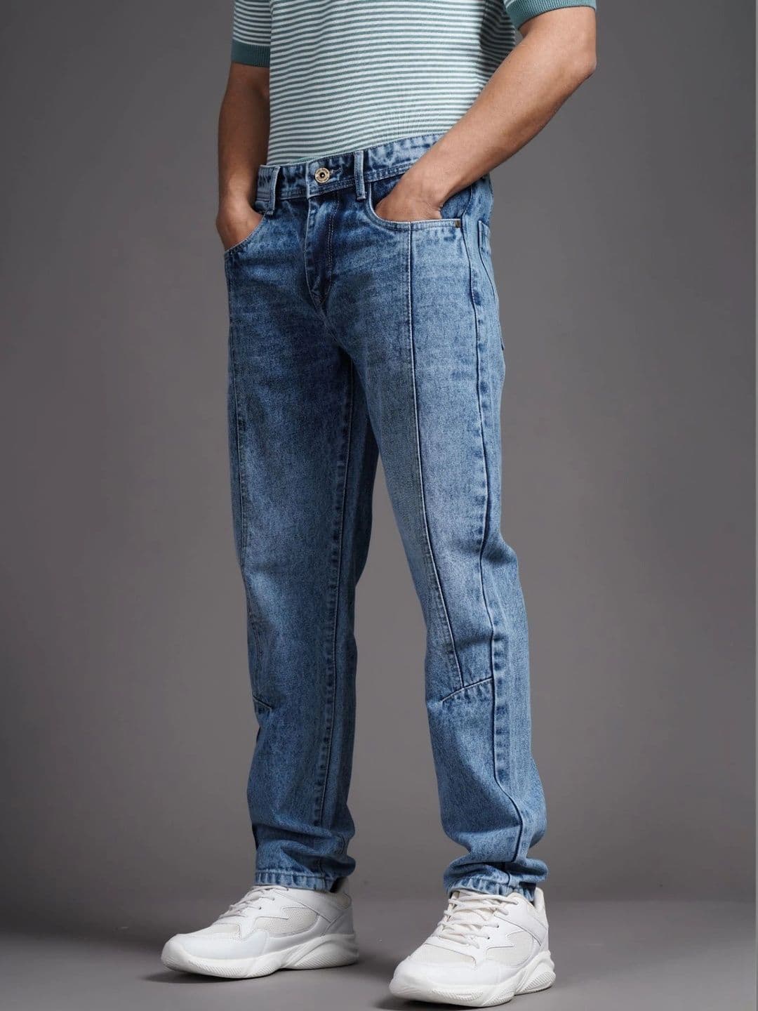 PAUL STREET Men Comfort Tapered Fit Mid-Rise Jeans thumbnail 3