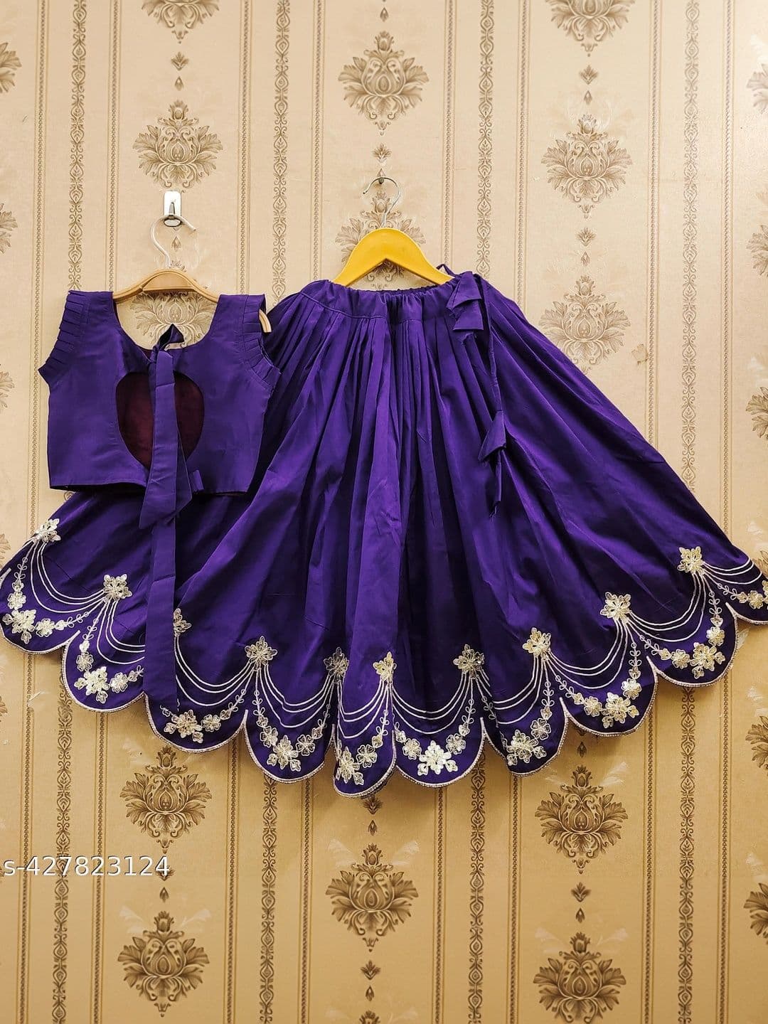 KALINI Girls Embroidered Thread Work Ready to Wear Lehenga & thumbnail 2