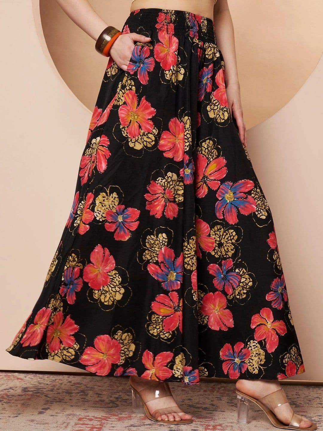 CORSICA Women Floral Printed Knitted Ethnic Palazzos - view 1