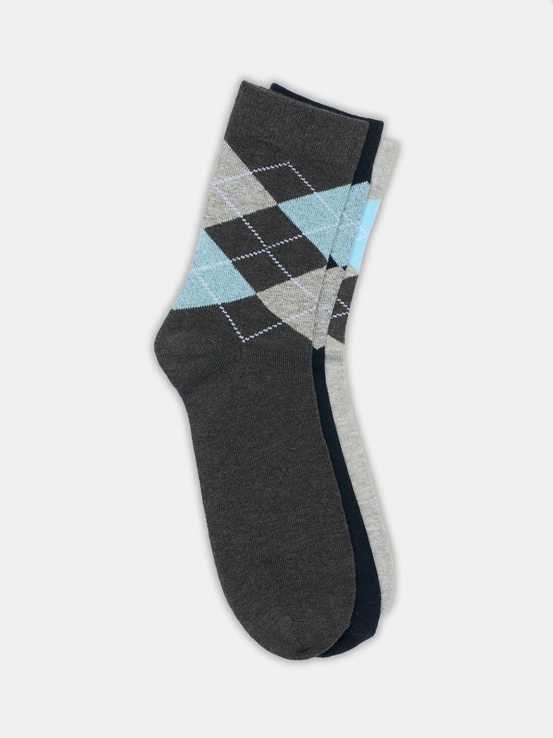 Urban Ranger by pantaloons Men Pack of 3 Cotton Blend Assorted Patterned Calf Length Socks thumbnail 2