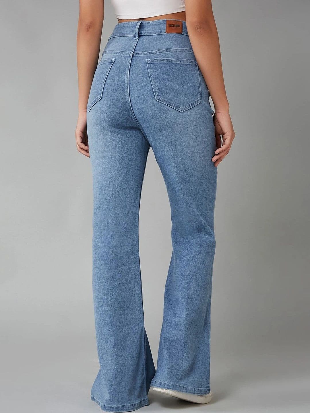 DOLCE CRUDO Women Bootcut High-Rise Light Fade Stretchable Jeans thumbnail 3