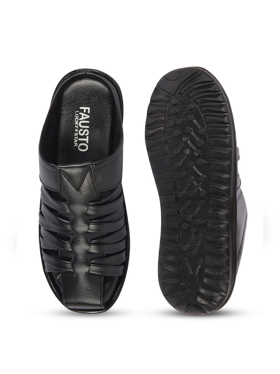 FAUSTO Men Textured Leather Comfort Sandals thumbnail 4