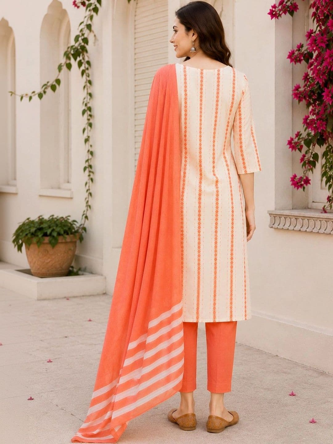 HIVA TRENDZ Women Printed Regular Pure Cotton Kurta with Trousers & With Dupatta thumbnail 3