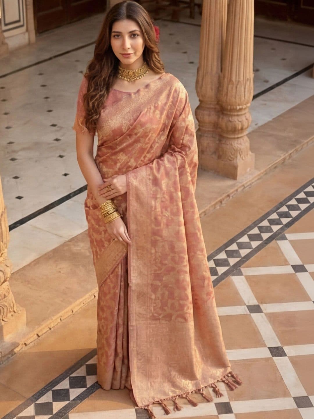 Anouk Rustic Woven Design Zari Silk Blend Designer Kanjeevaram Saree thumbnail 5