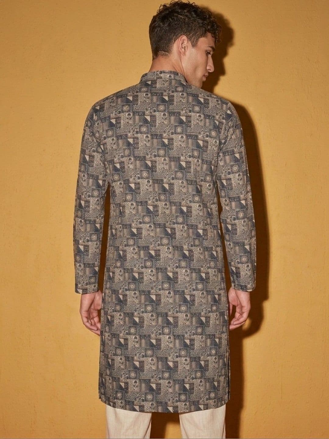 DRIP CHOWK Men Geometric Printed Jacquard Kurta thumbnail 2