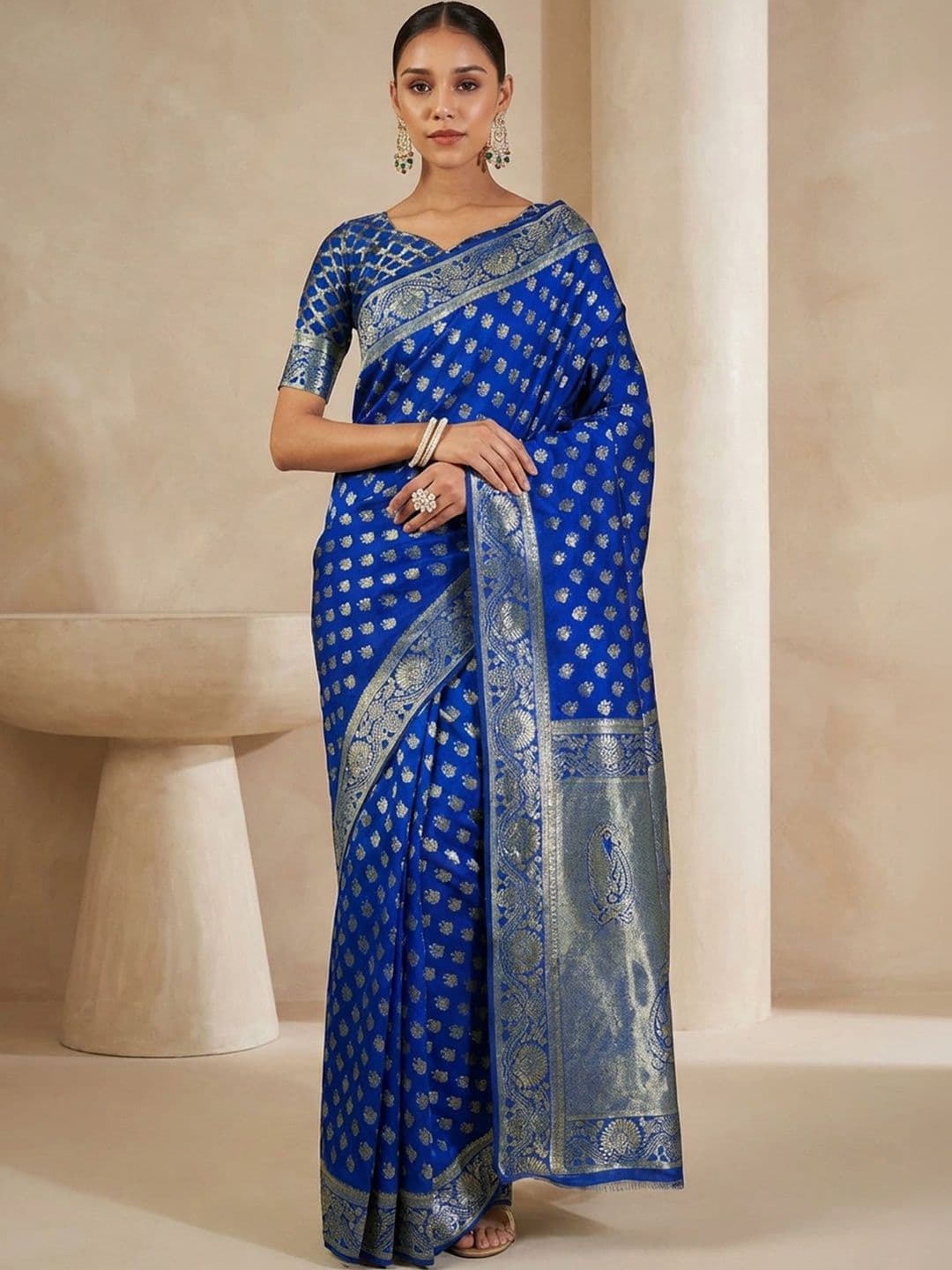 Anouk Rustic Woven Design Zari Silk Blend Designer Banarasi Saree - view 1