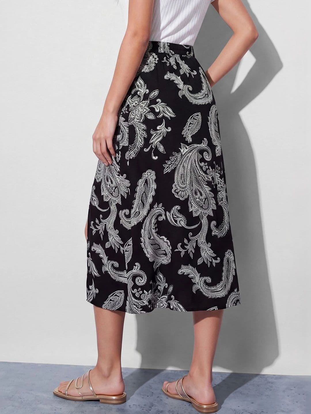 Fame Forever by Lifestyle Women Paisley Front Slit Midi Wrap Skirt thumbnail 3