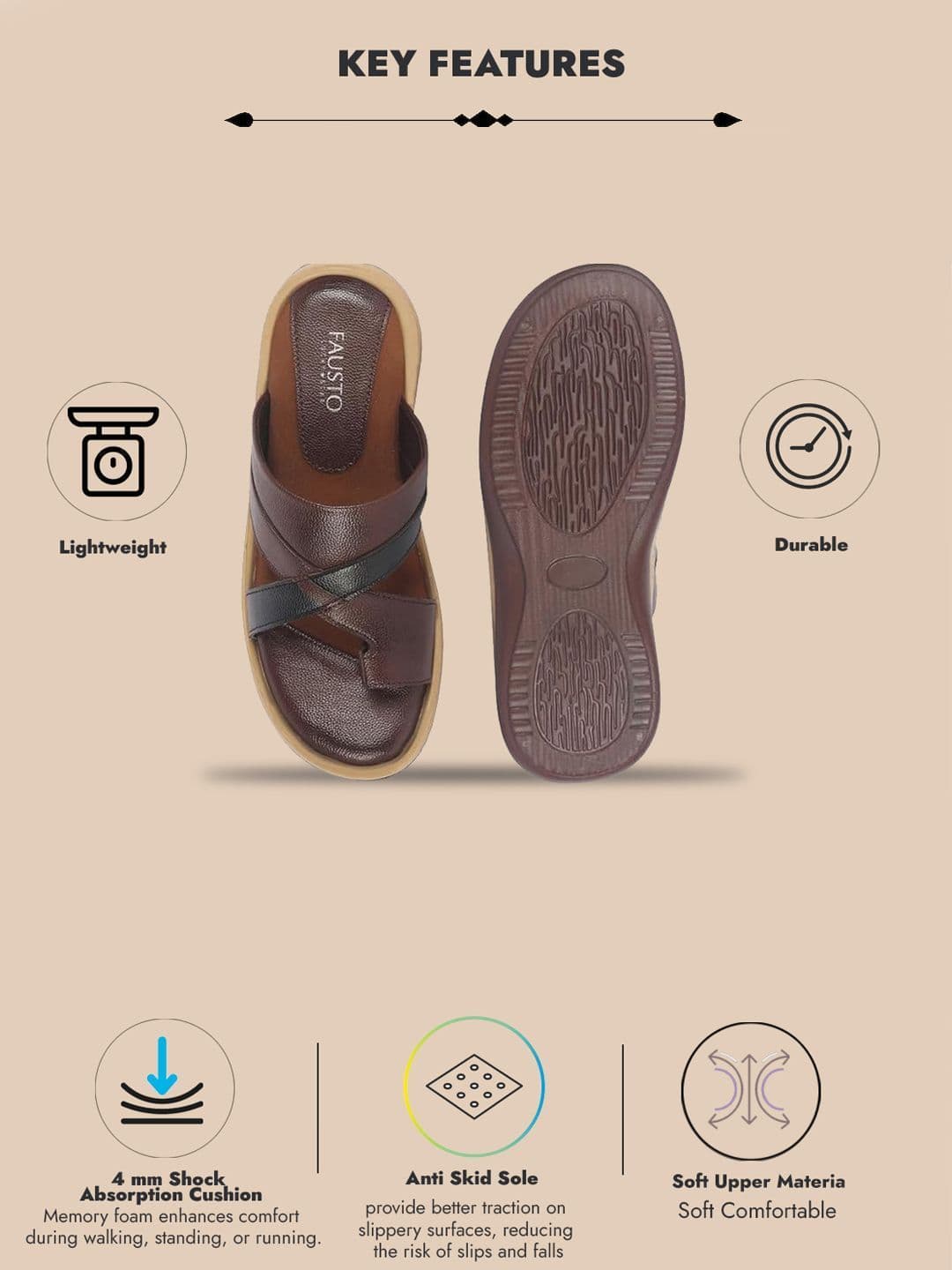FAUSTO Men PU Comfort Sandals thumbnail 6