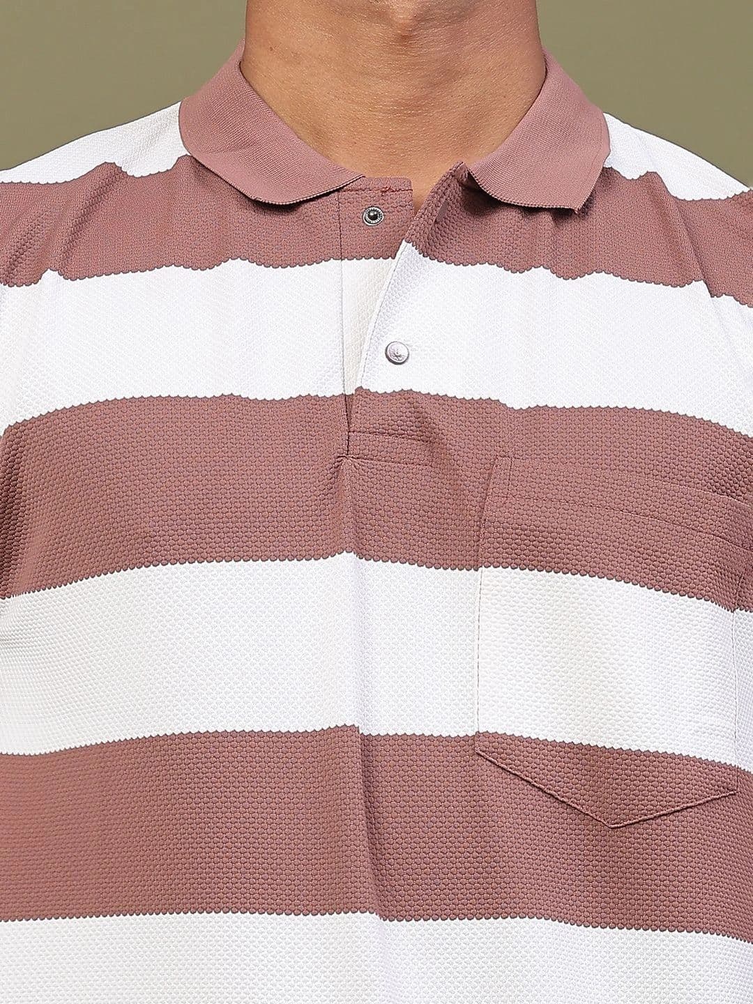 V-Mart Men Striped Polo Collar Pockets Slim Fit T-shirt thumbnail 4