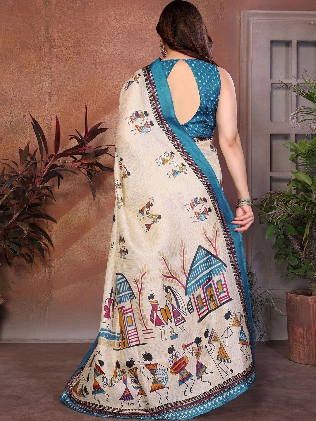 SZN Warli Art Silk Saree thumbnail 3