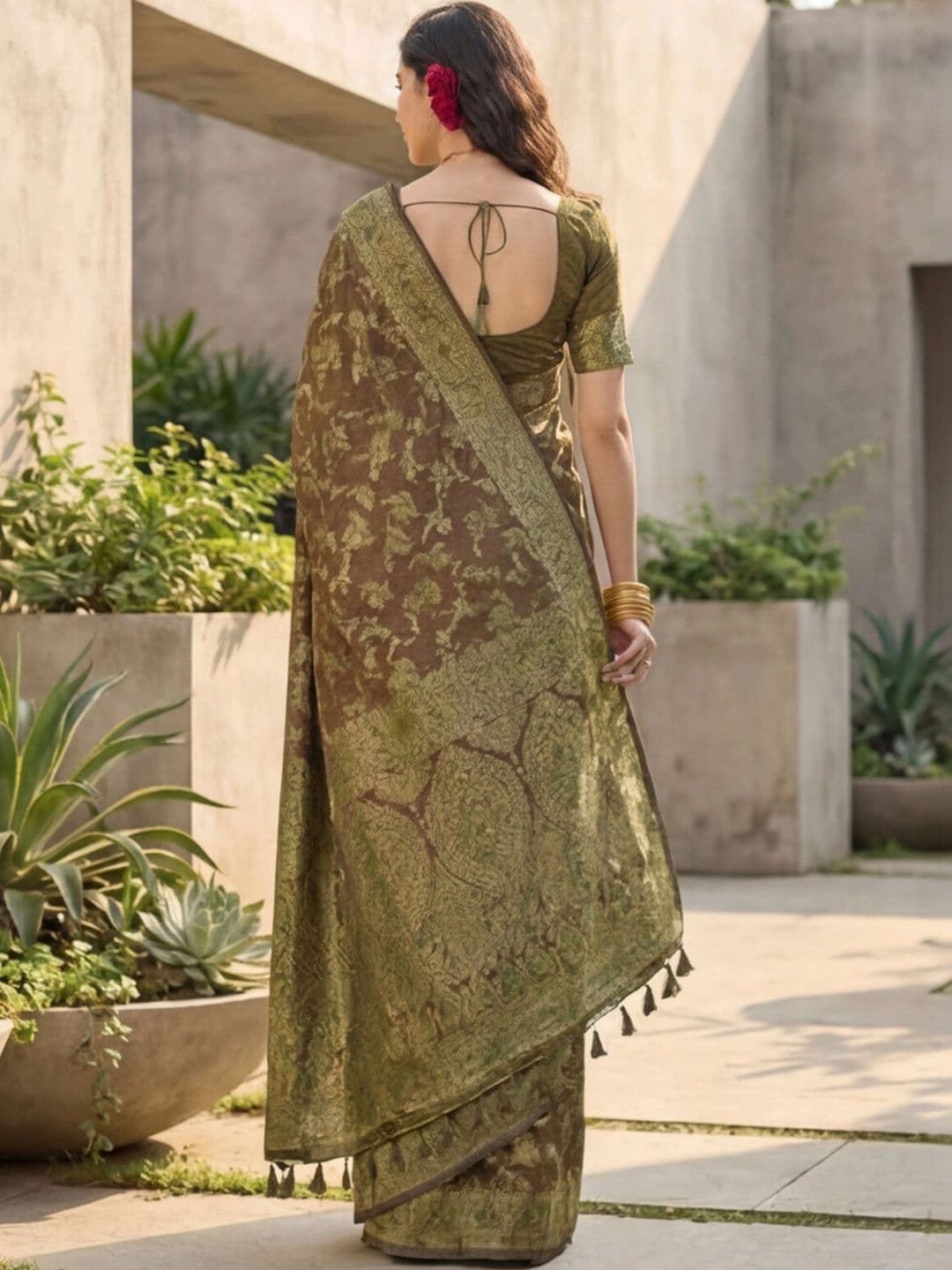 Anouk Rustic Woven Design Zari Silk Blend Designer Kanjeevaram Saree thumbnail 7