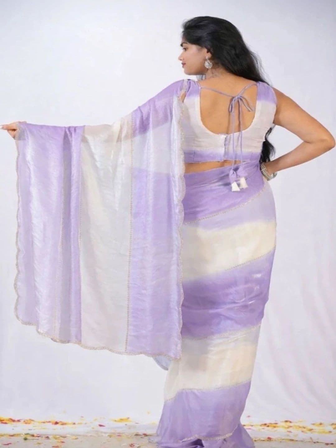 TAGALE Ombre Poly Georgette Chanderi Saree thumbnail 5