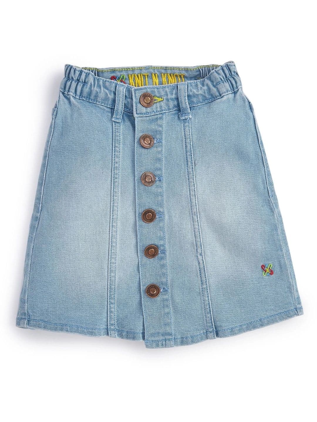 Knit N Knot Girls Denim Indigo Above Knee A-Line Skirt thumbnail 3