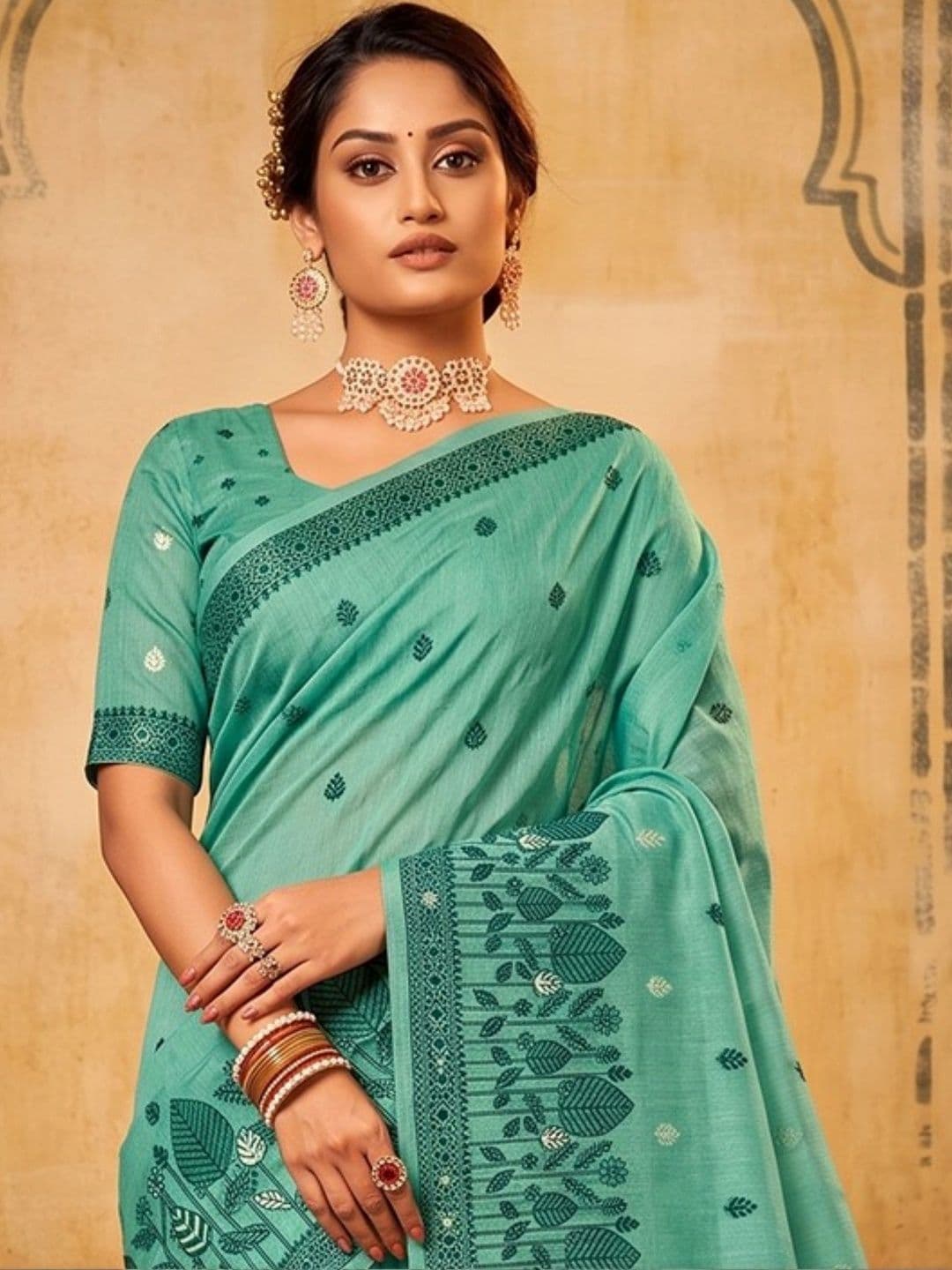Moda Rapido Ethnic Motifs Mirror Work Designer Saree thumbnail 4