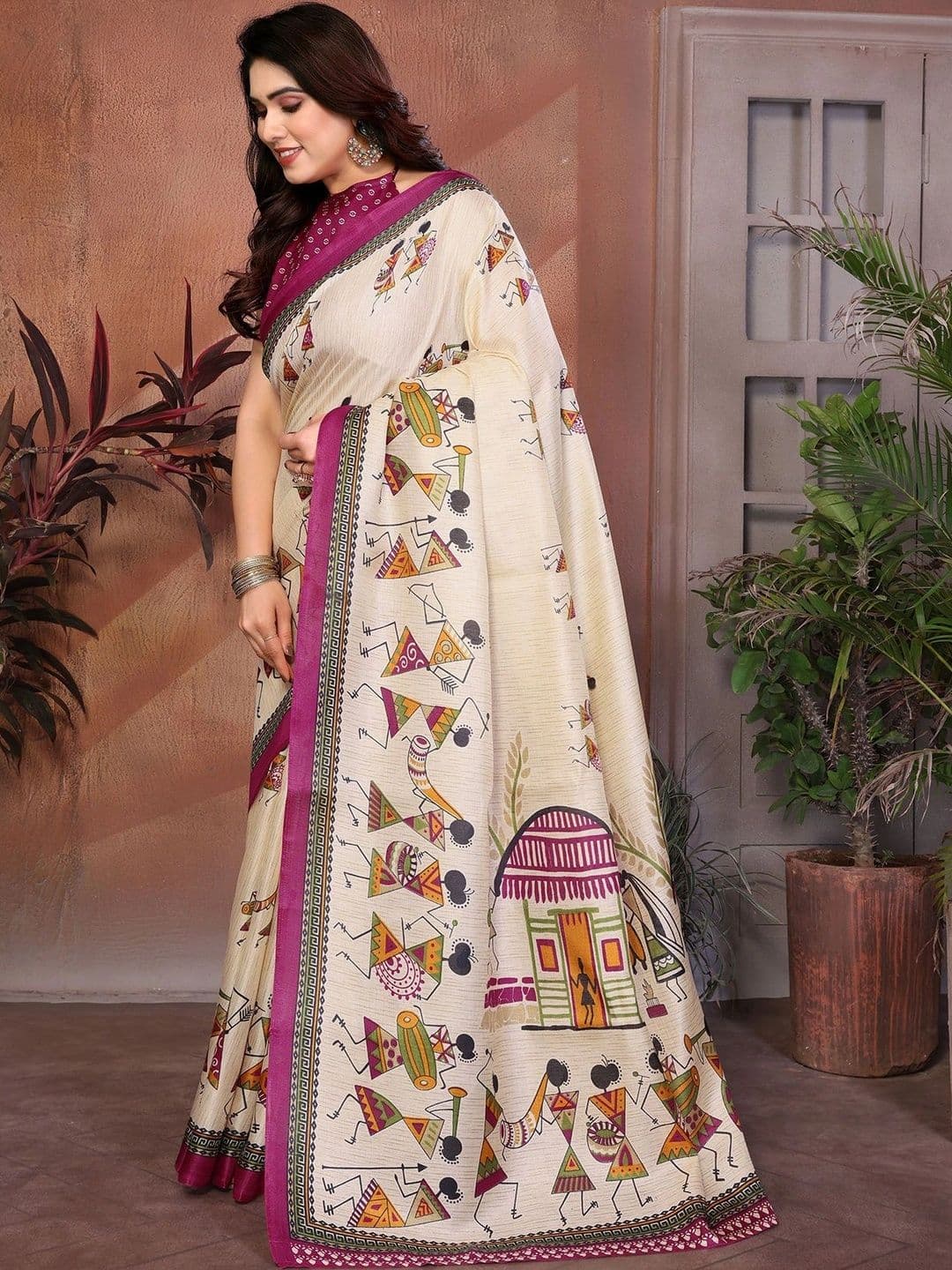 KALINI Warli Art Silk Saree thumbnail 3