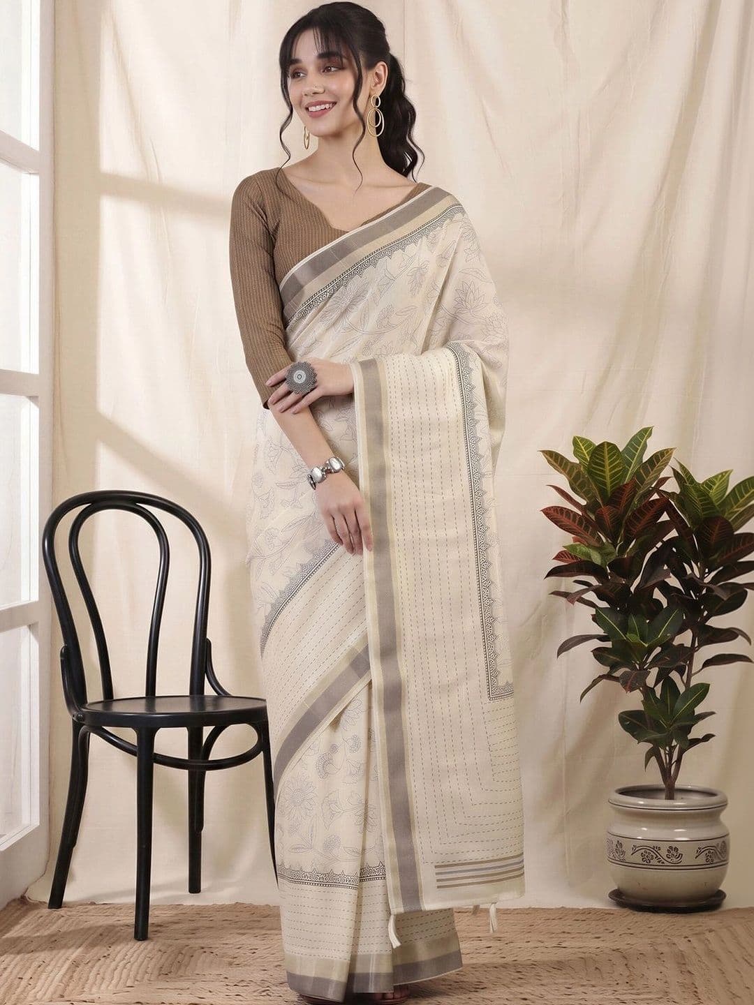 Anouk Embellished Silk Cotton Designer Chanderi Saree thumbnail 7