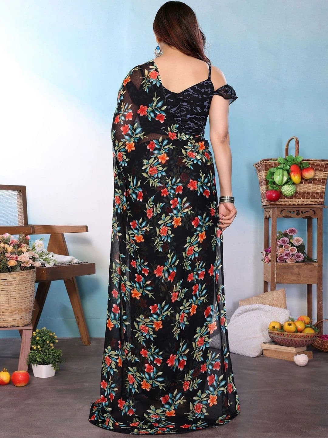 Yashika Floral Pure Georgette Saree thumbnail 5