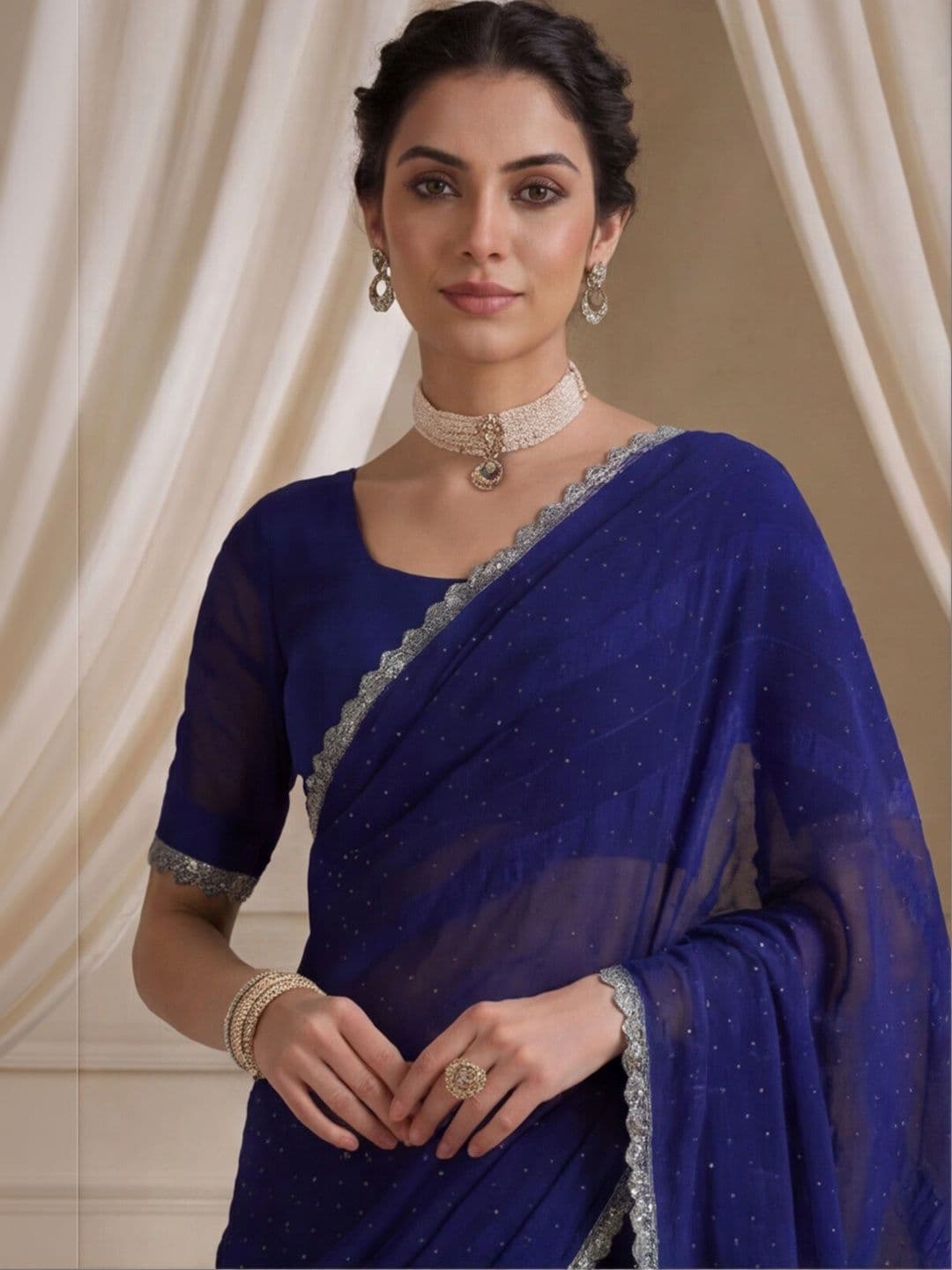 Anouk Rustic Embellished Embroidered Silk Blend Designer Saree thumbnail 6