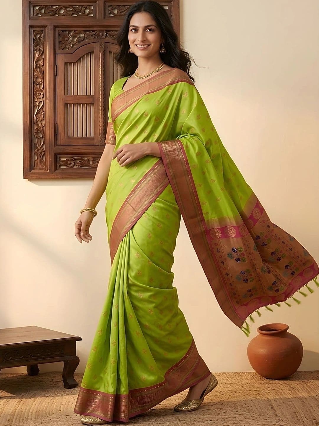 Urbanari Woven Design Zari Silk Blend Banarasi Saree - view 1