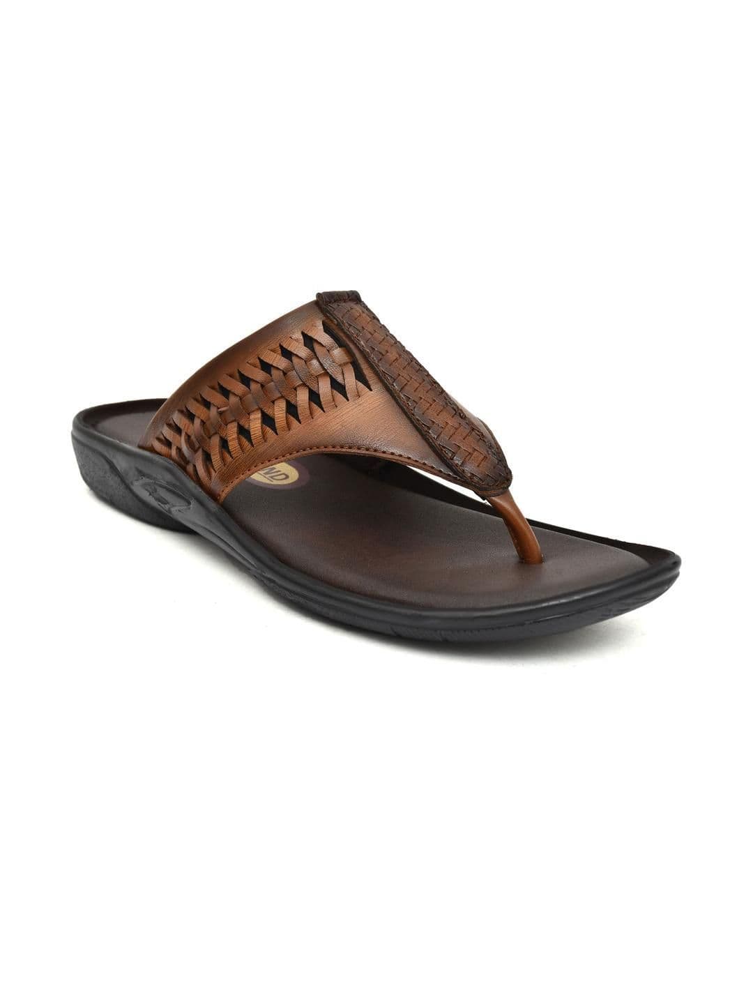 G L Trend Men's Tan Textured Comfort Thong Sandals with Adjustable Strap thumbnail 5