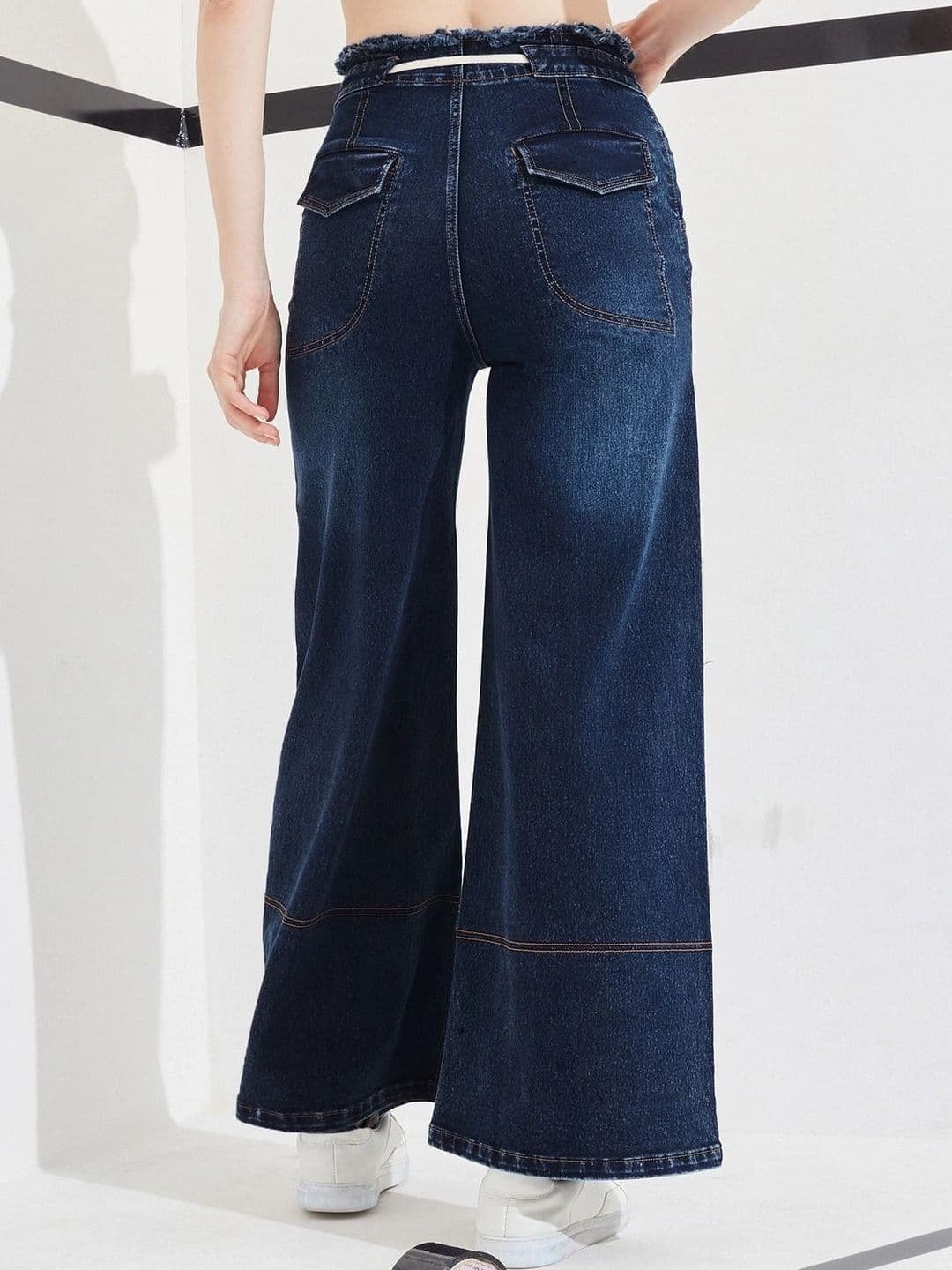 DOLCE CRUDO Women Wide Leg High-Rise Stretchable Jeans thumbnail 2