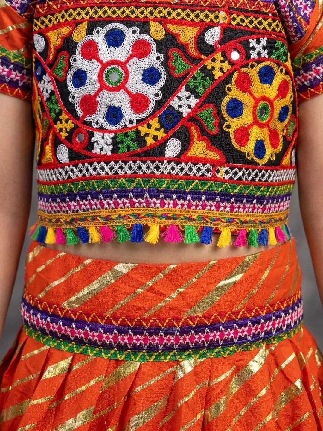 ahhaaaa Girls Embroidered Mirror Work Ready to Wear Lehenga & Blouse With Dupatta thumbnail 2