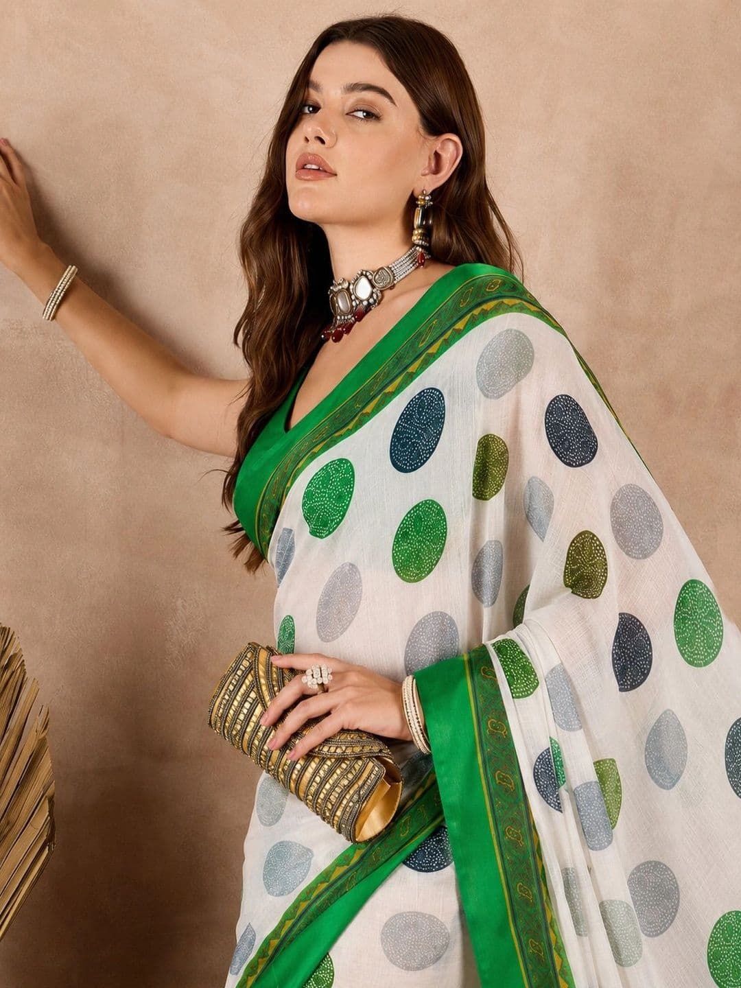 SANJANA  SILK SANJANA SILK Polka Dot Pure Georgette Saree thumbnail 5