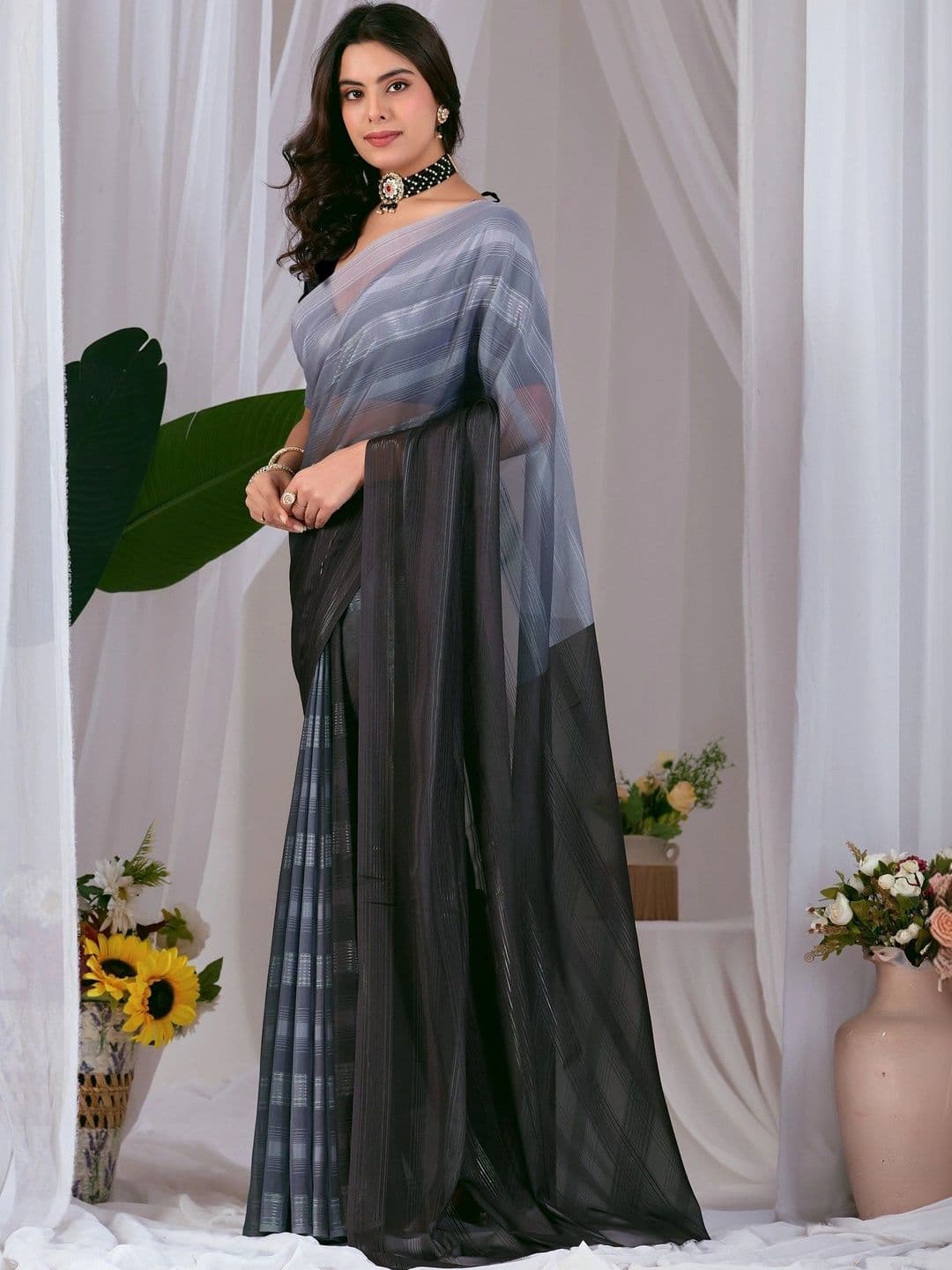 Moda Rapido Ombre Poly Georgette Designer Saree thumbnail 5