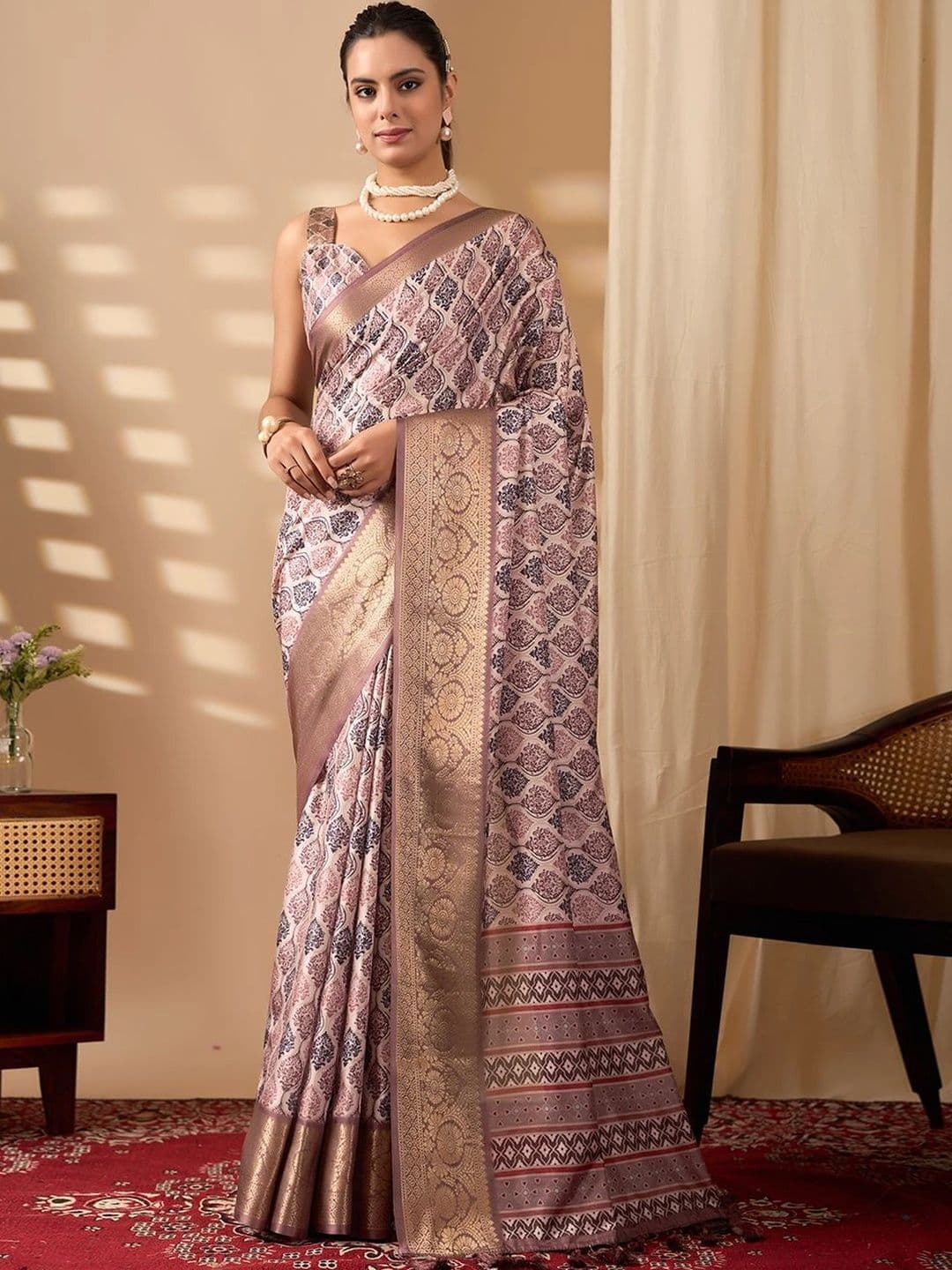 Moda Rapido Woven Design Zari Silk Blend Designer Saree - view 1