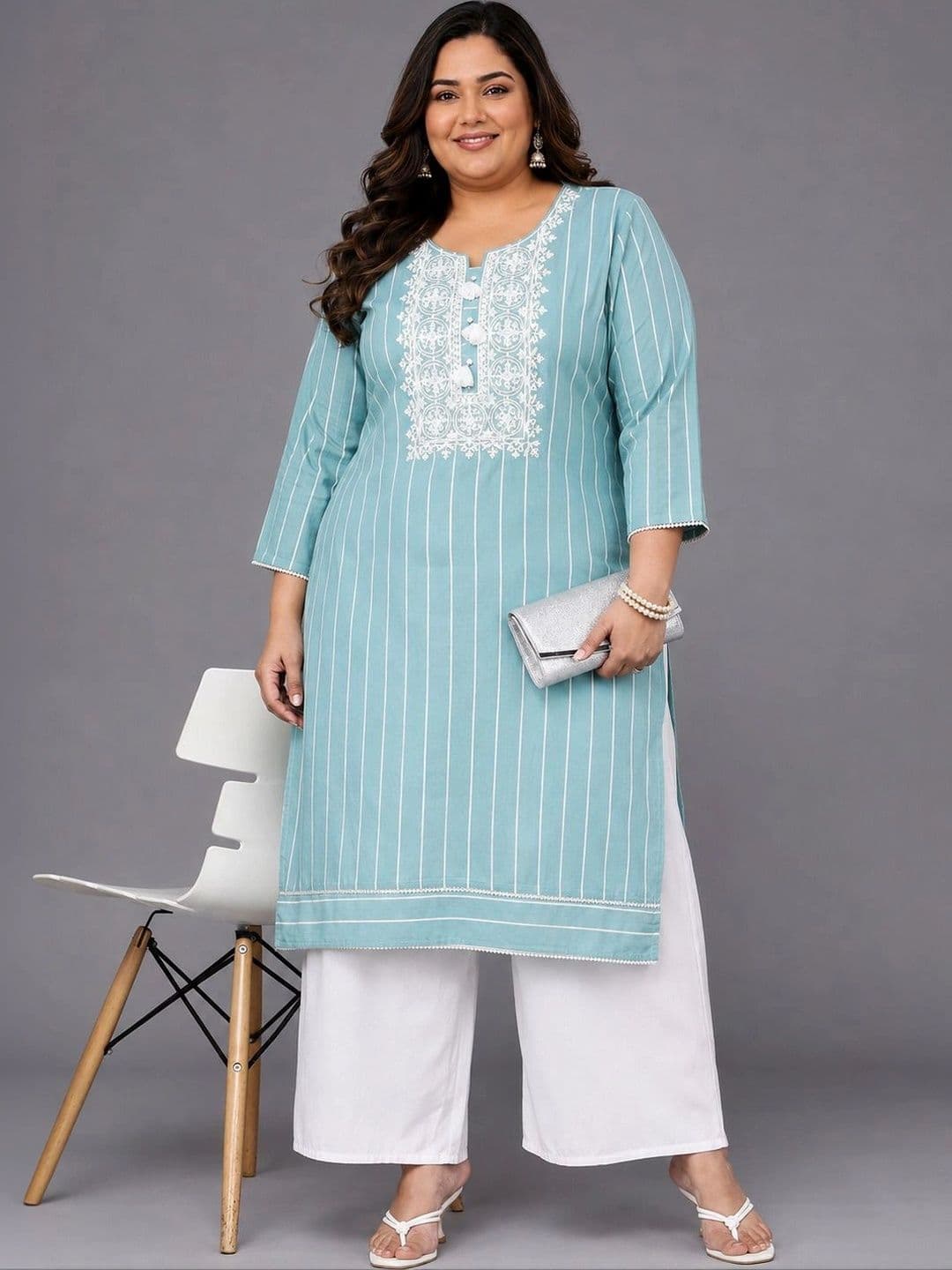 EXTRA LOVE BY LIBAS Women Embroidered Thread Work Kurta thumbnail 3
