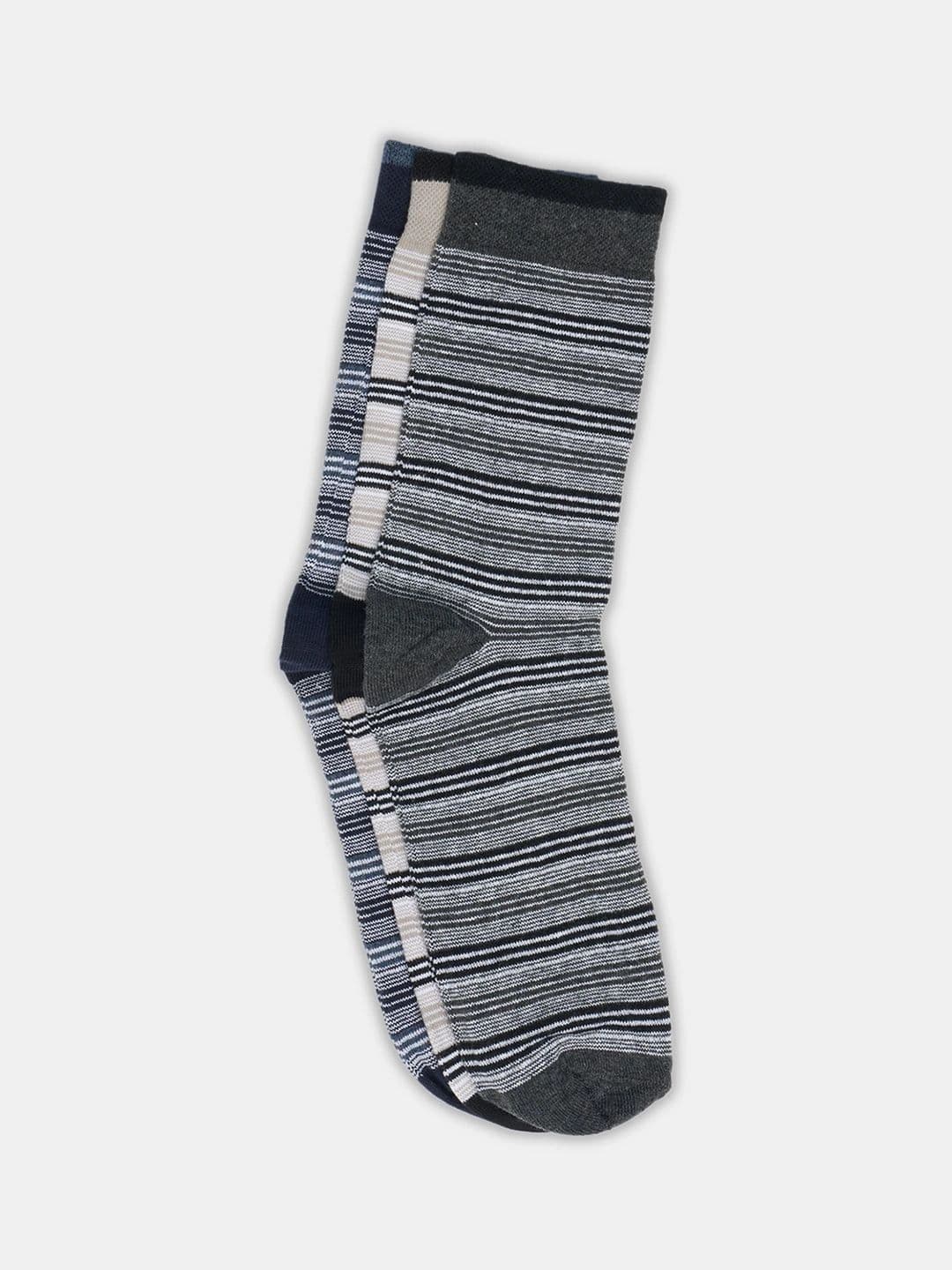 Urban Ranger by pantaloons Men Pack of 3 Cotton Blend Assorted Striped Above Ankle Socks thumbnail 4