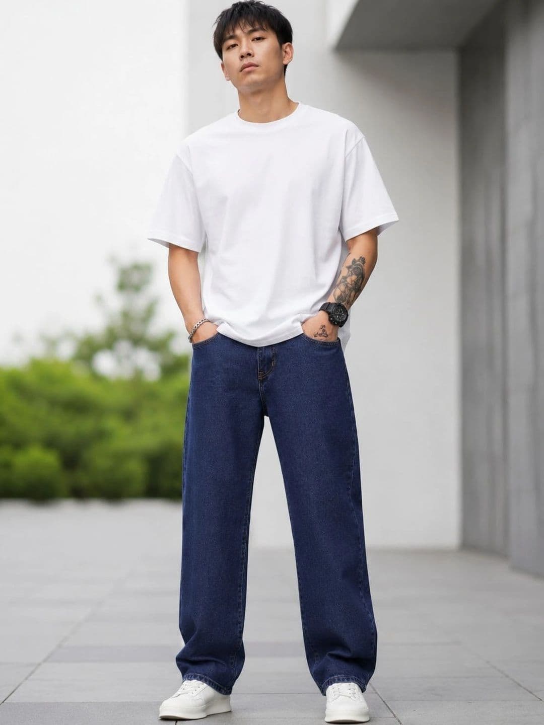 BREXX Men Wide Leg Mid-Rise Stretchable Jeans - view 1