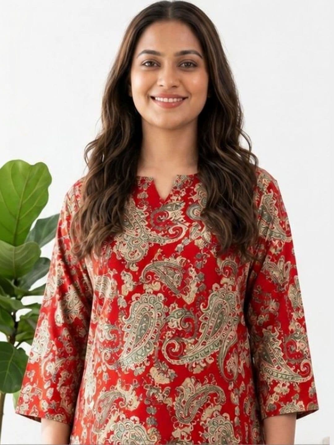 DESI HULIA Women Paisley Printed Regular Kurta with Palazzos thumbnail 2