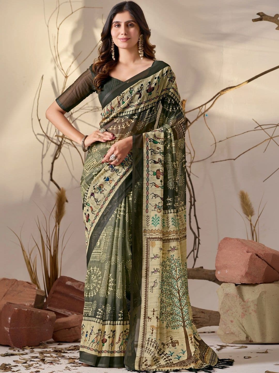Moda Rapido Warli Poly Georgette Designer Saree - view 1